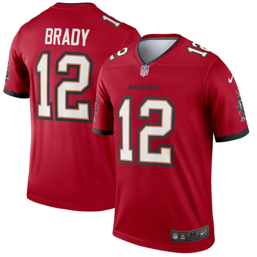 Men's Tampa Bay Buccaneers Tom Brady Nike Red Team Legend Player Performance Top - Puhuasuan