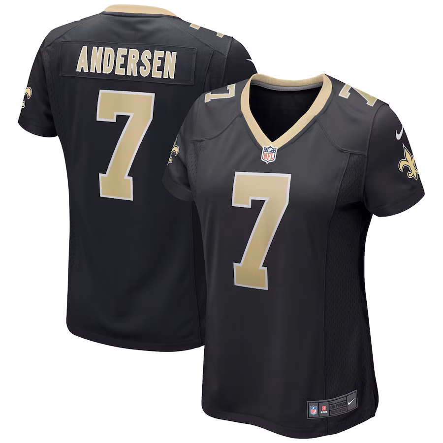 Women's New Orleans Saints Morten Andersen Nike Black Game Retired Player Jersey - Puhuasuan