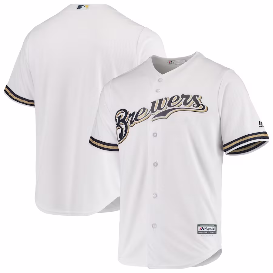 Men's Milwaukee Brewers Majestic White Team Official Jersey - Puhuasuan