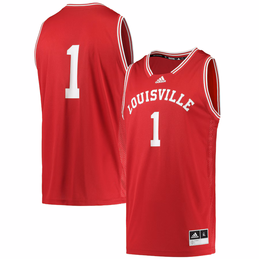 Men's adidas #1 Red Louisville Cardinals Reverse Retro Jersey - Puhuasuan