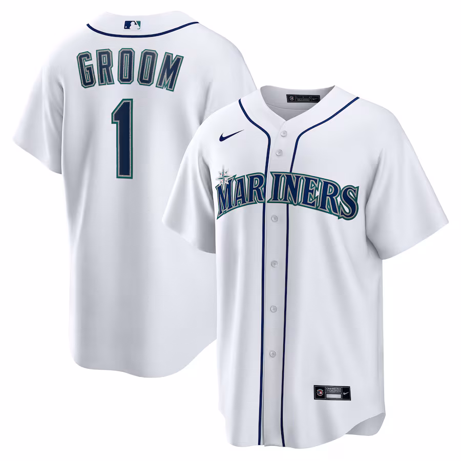 Men's Seattle Mariners Nike White #1 Groom Home Replica Jersey - Puhuasuan