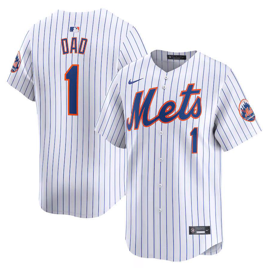 Men's New York Mets Nike White #1 Dad Home Limited Jersey - Puhuasuan