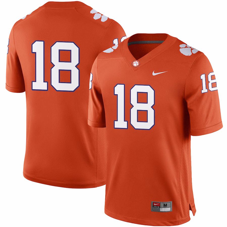 #18 Clemson Tigers Nike Football Game Jersey - Orange - Puhuasuan