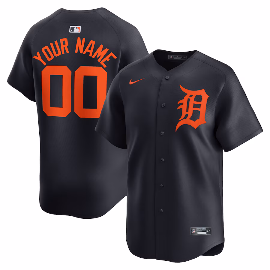 Men's Detroit Tigers  Nike Navy  Alternate Limited Custom Jersey - Puhuasuan