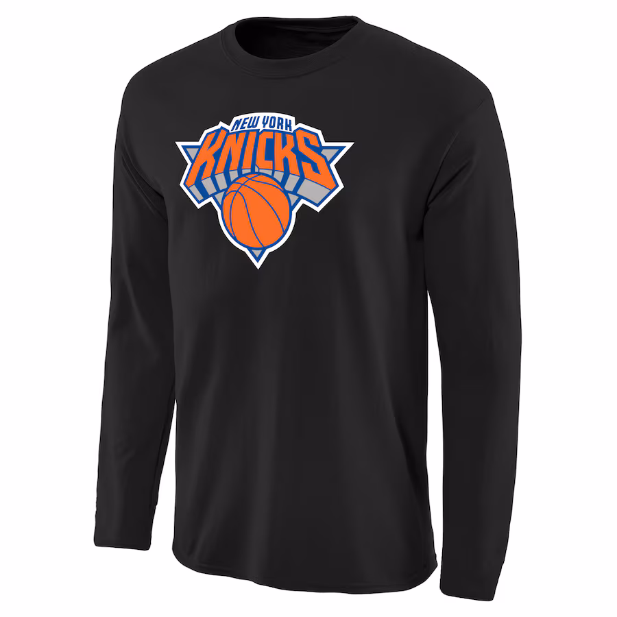 Men's New York Knicks Black Primary Logo Long Sleeve T-Shirt - Puhuasuan