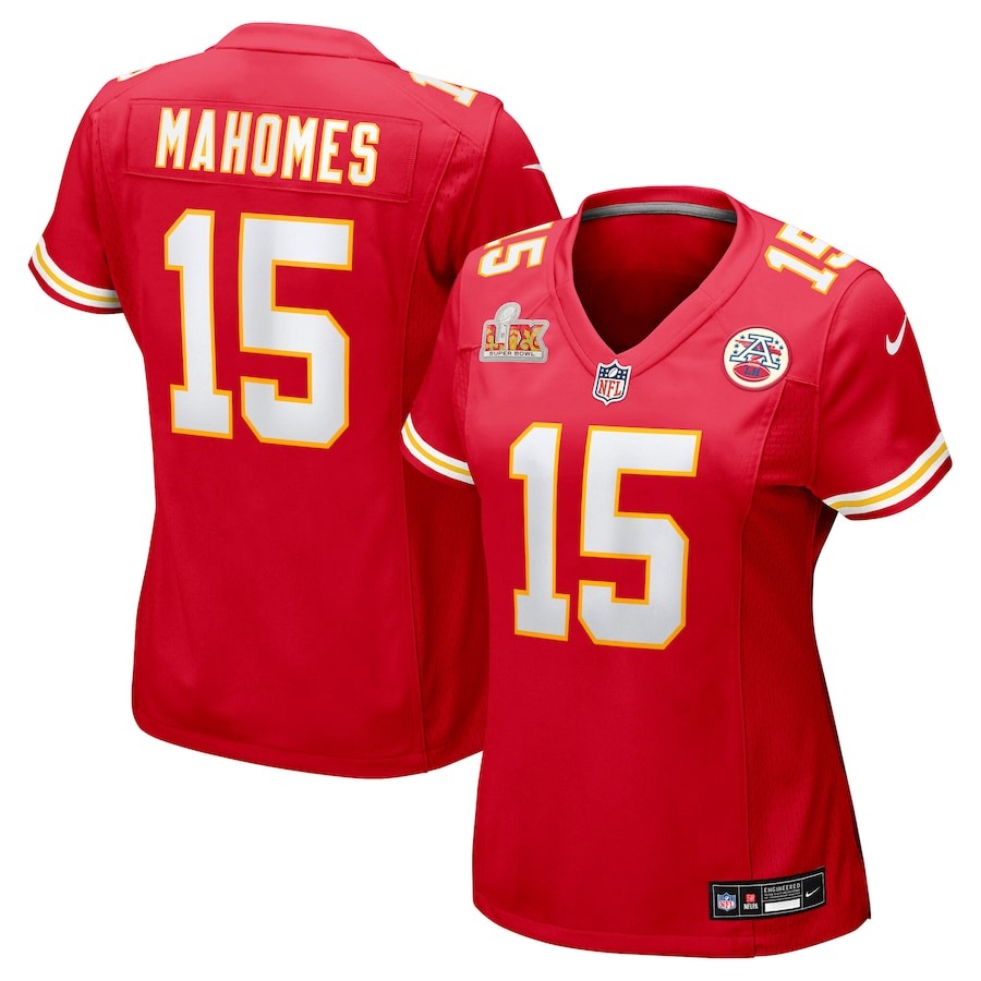 Women's Kansas City Chiefs Patrick Mahomes Nike Red Super Bowl LIX Game Jersey - Puhuasuan