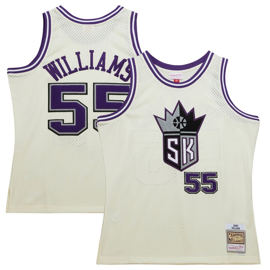 Men's Sacramento Kings Jason Williams Mitchell & Ness Cream Chainstitch Swingman Jersey - Puhuasuan