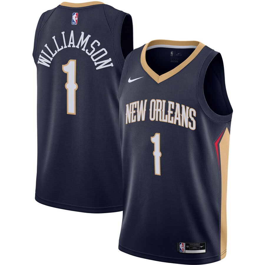 Men's New Orleans Pelicans Zion Williamson Nike Navy Swingman Jersey - Icon Edition - Puhuasuan