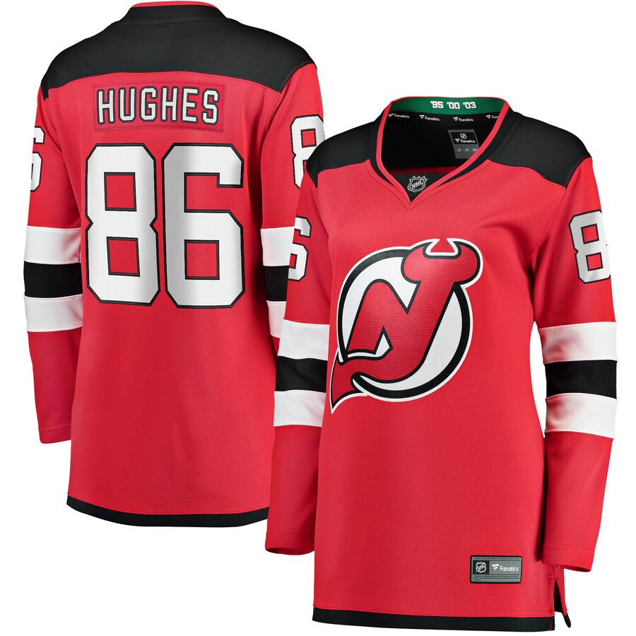 Women's New Jersey Devils Jack Hughes Fanatics Branded Red Home Breakaway Jersey - Puhuasuan