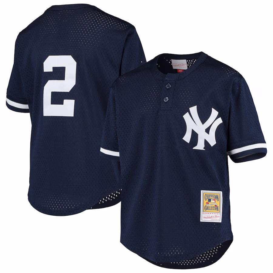 Youth New York Yankees Derek Jeter Mitchell & Ness Navy Cooperstown Collection Mesh Batting Practice Jersey - Puhuasuan