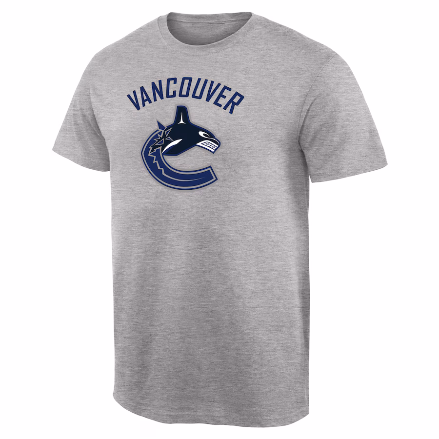 Men's Vancouver Canucks Ash Team Primary Logo T-Shirt - Puhuasuan