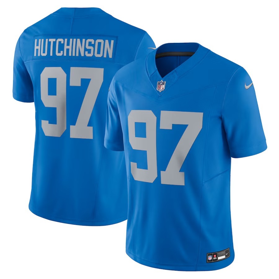 Men's Detroit Lions Aidan Hutchinson Nike Blue Vapor F.U.S.E. Alternate Limited Jersey - Puhuasuan