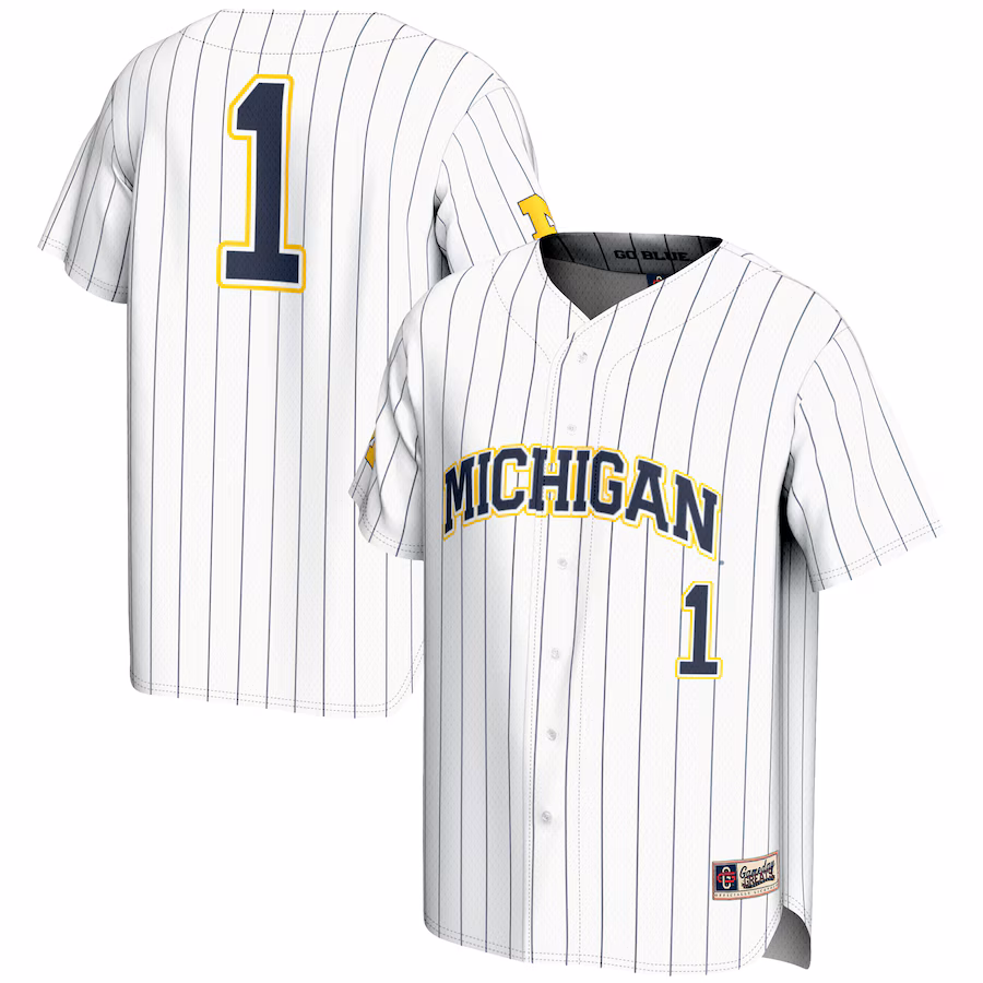 Youth GameDay Greats #1 White Michigan Wolverines Lightweight Baseball Fashion Jersey - Puhuasuan