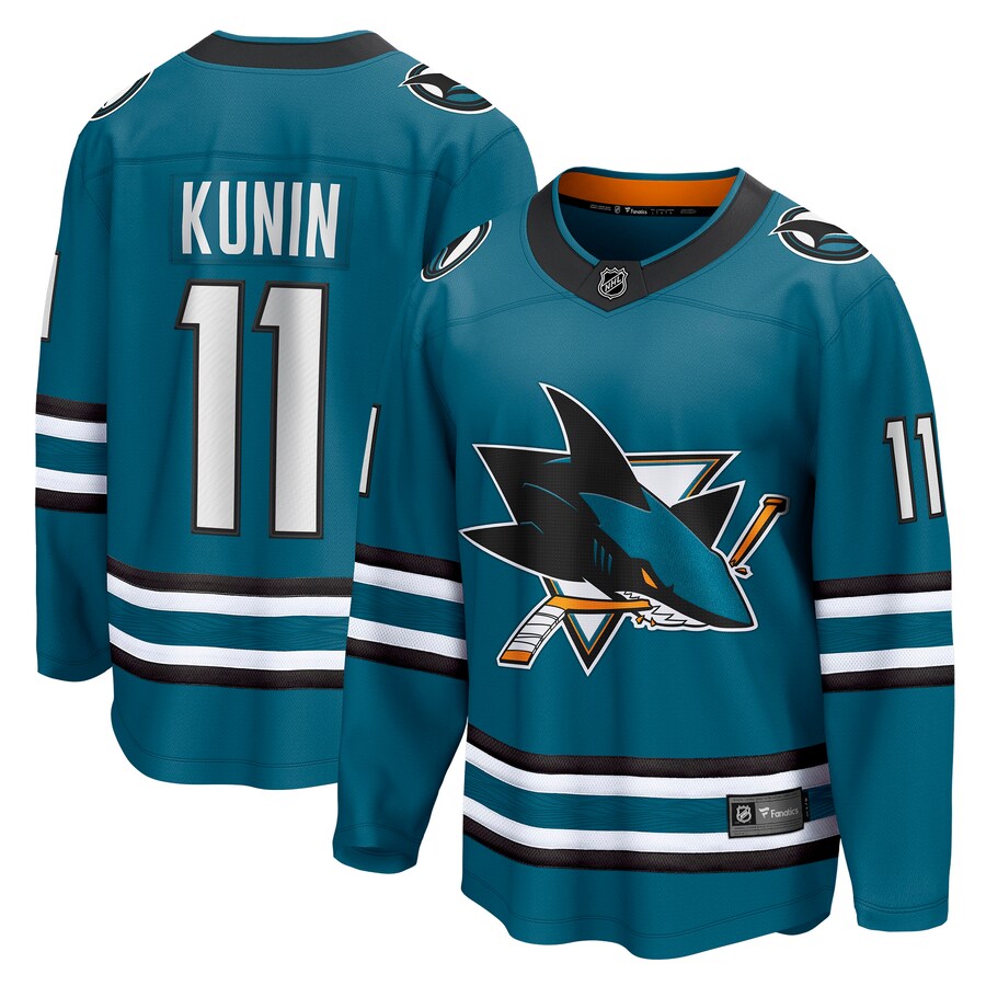 Men's San Jose Sharks Luke Kunin Fanatics Branded Teal Home Breakaway Player Jersey - Puhuasuan