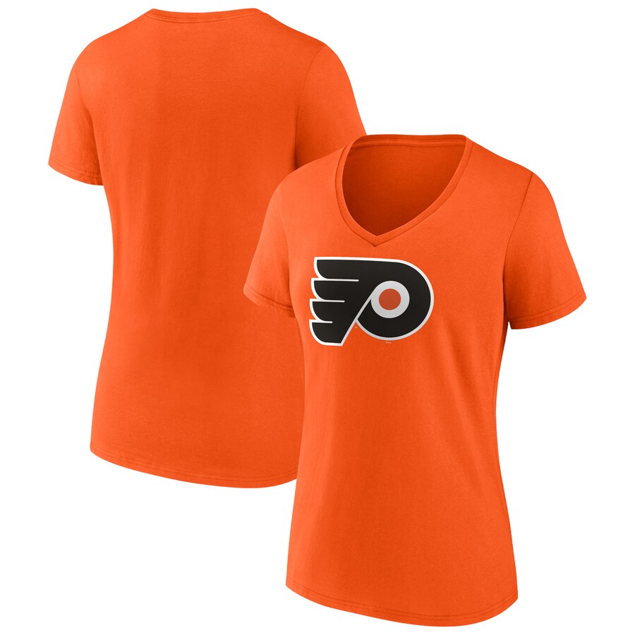 Women's Philadelphia Flyers Fanatics Orange Primary Logo Team V-Neck T-Shirt - Puhuasuan