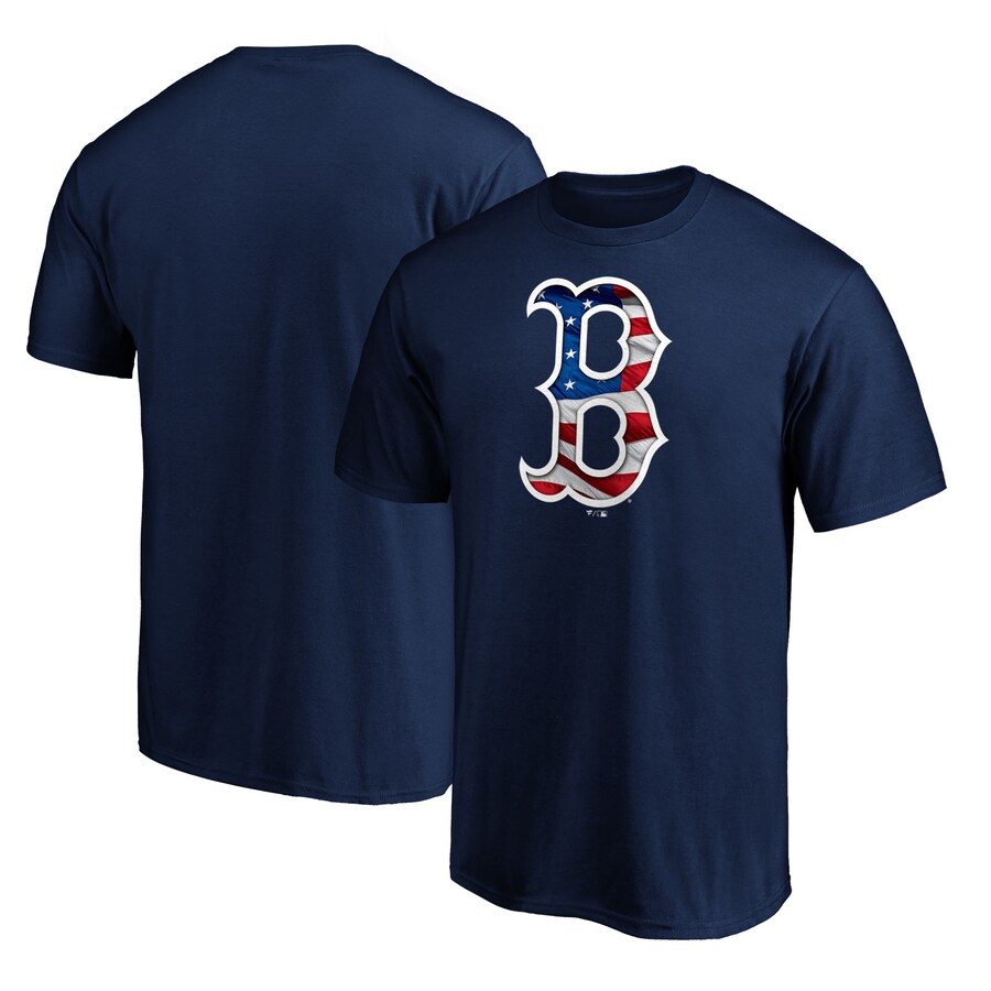 Men's Boston Red Sox Navy Team Banner Wave T-Shirt - Puhuasuan