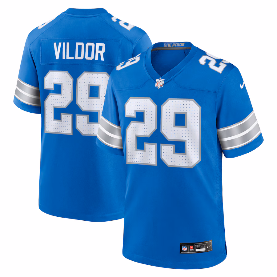 Men's Detroit Lions Kindle Vildor Nike Blue Team Game Jersey - Puhuasuan