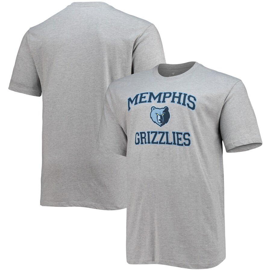 Men's Memphis Grizzlies Heathered Gray Big & Tall Heart & Soul T-Shirt - Puhuasuan