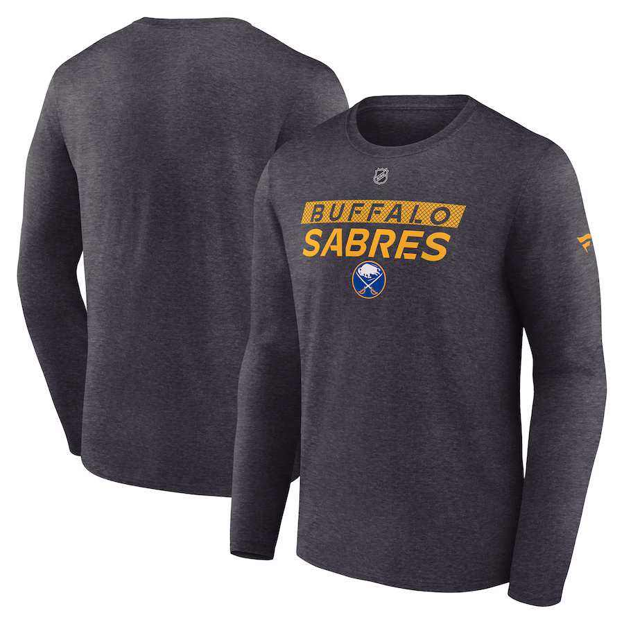 Men's Buffalo Sabres Fanatics Heather Charcoal Authentic Pro Core Primary Long Sleeve T-Shirt - Puhuasuan