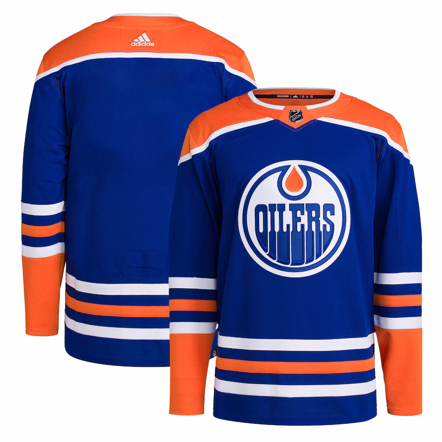 Men's Edmonton Oilers adidas Royal Home Primegreen Authentic Blank Jersey - Puhuasuan