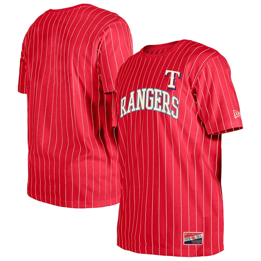 Men's Texas Rangers New Era Red Throwback Pinstripe T-Shirt - Puhuasuan