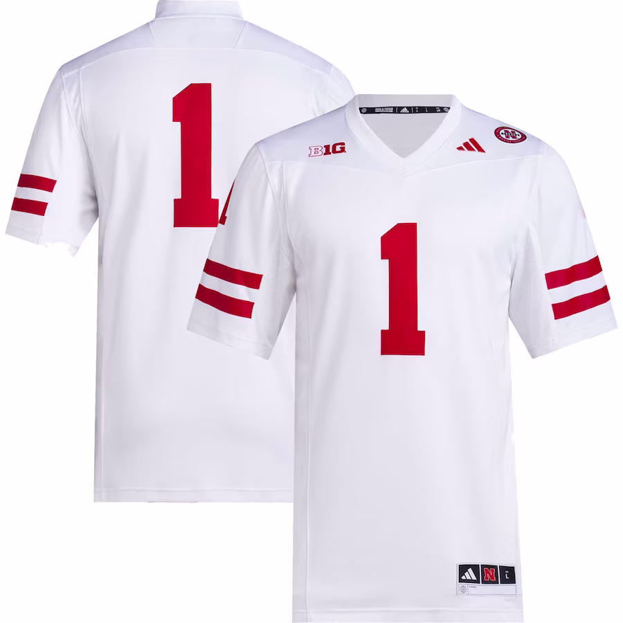 #1 Nebraska Huskers adidas Premier Football Jersey - White - Puhuasuan