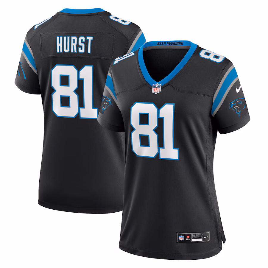 Women's Carolina Panthers Hayden Hurst Nike Black Team Game Jersey - Puhuasuan