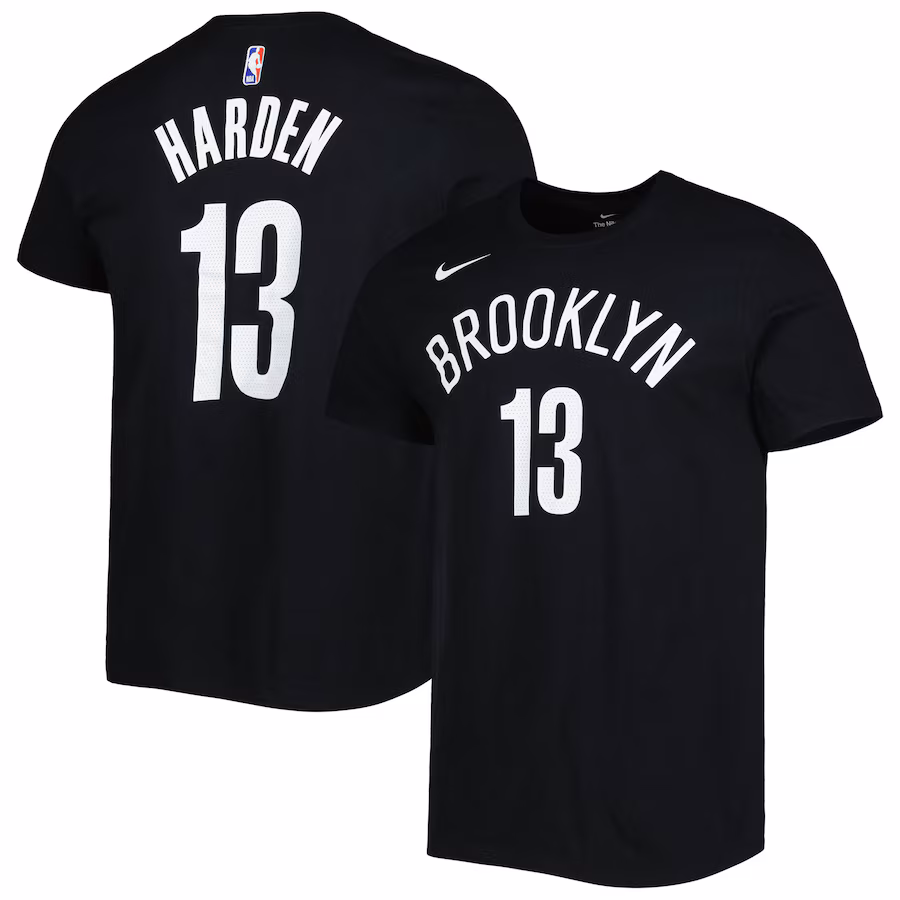 Men's Brooklyn Nets James Harden Nike Black Diamond Icon Name & Number T-Shirt - Puhuasuan