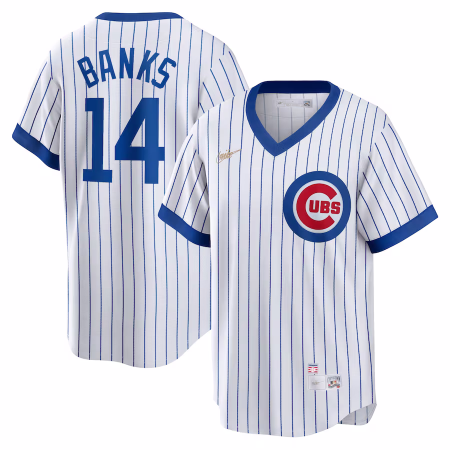 Men's Chicago Cubs Ernie Banks Nike White Home Cooperstown Collection Player Jersey - Puhuasuan