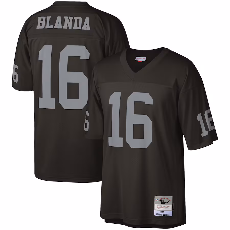 Men's Las Vegas Raiders George Blanda Mitchell & Ness Black Legacy Replica Jersey - Puhuasuan