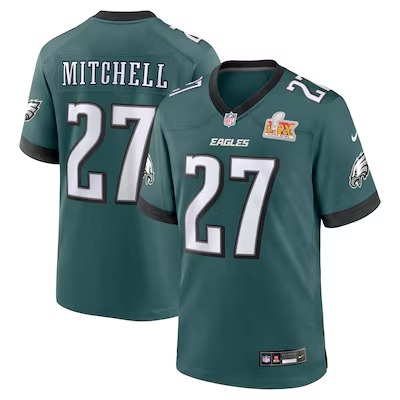 Men's Philadelphia Eagles Quinyon Mitchell Nike Midnight Green Super Bowl LIX Game Player Jersey - Puhuasuan