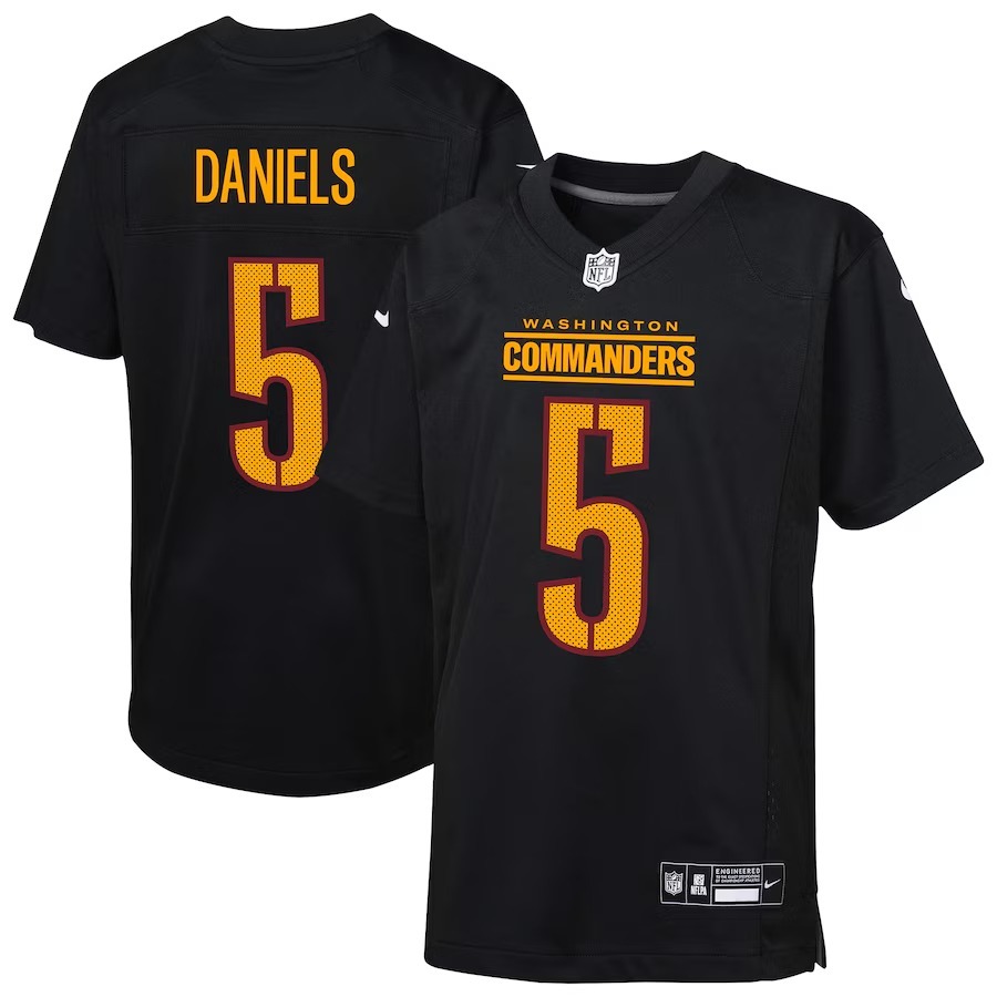 Youth Washington Commanders Jayden Daniels Nike Carbon Black Fashion Game Jersey - Puhuasuan