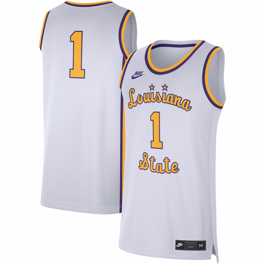 #1 LSU Tigers Nike Replica Basketball Jersey - White - Puhuasuan