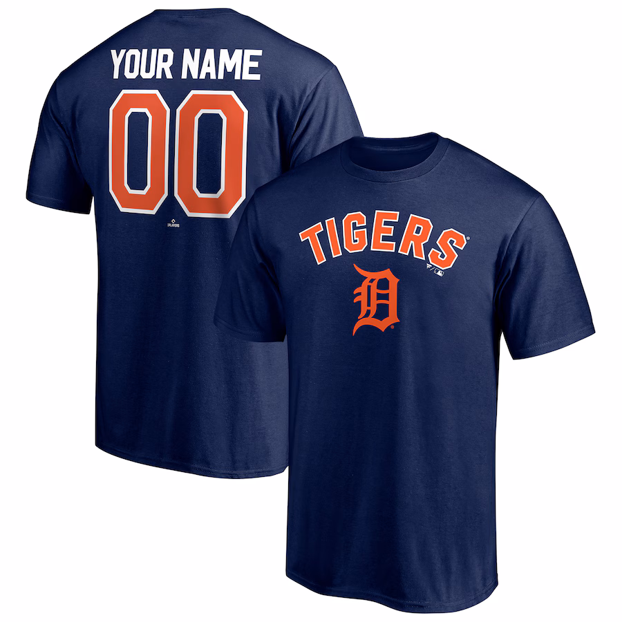 Men's Detroit Tigers Navy Personalized Team Winning Streak Name & Number T-Shirt - Puhuasuan