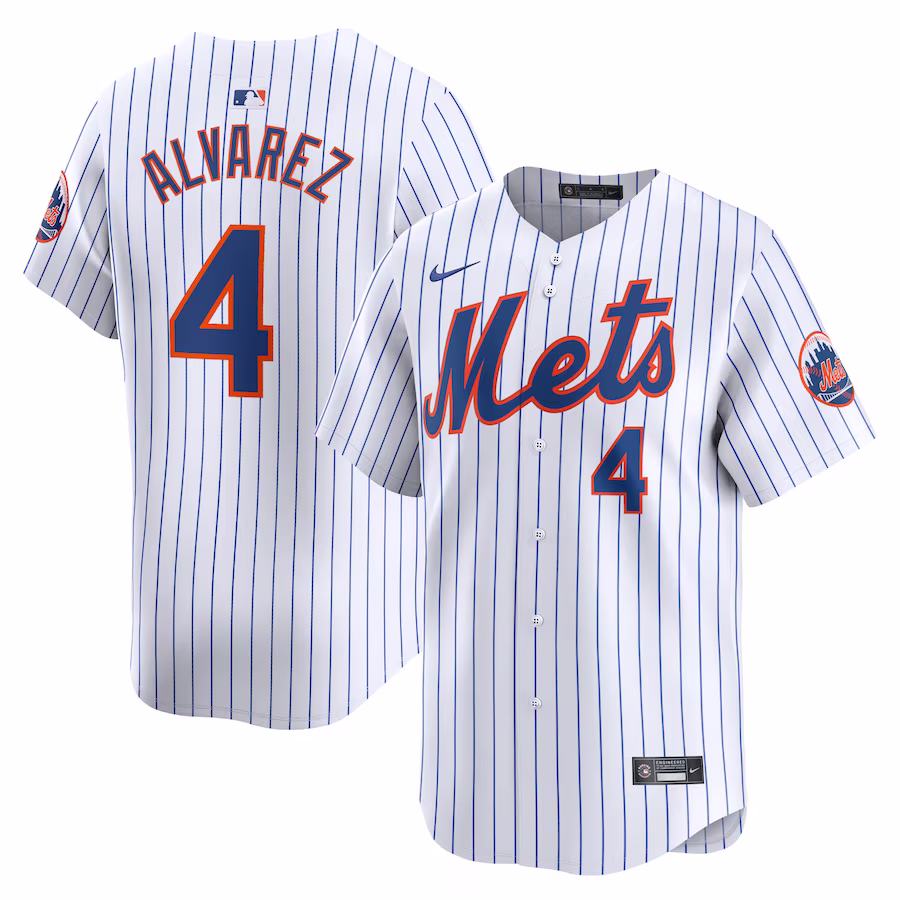 Men's New York Mets Francisco Alvarez Nike White Home Limited Player Jersey - Puhuasuan