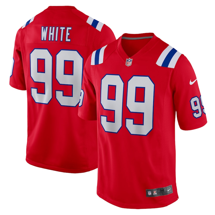 Men's New England Patriots Keion White Nike Red Alternate Team Game Jersey - Puhuasuan
