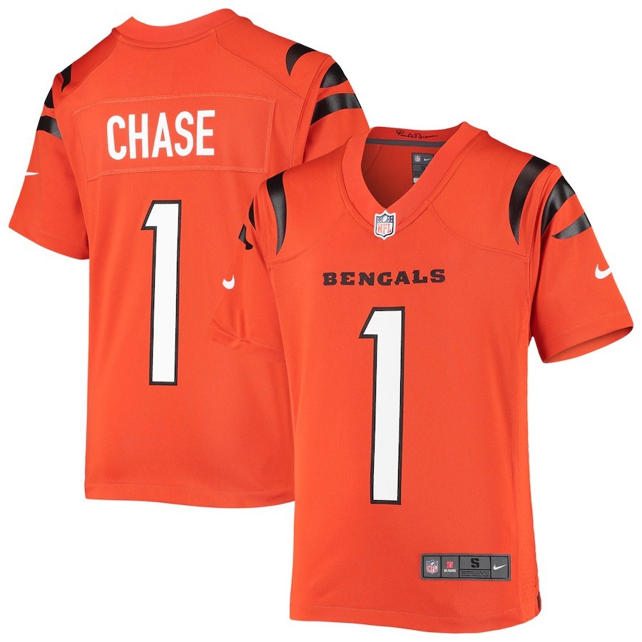 Youth Cincinnati Bengals Ja'Marr Chase Nike Orange Game Jersey - Puhuasuan