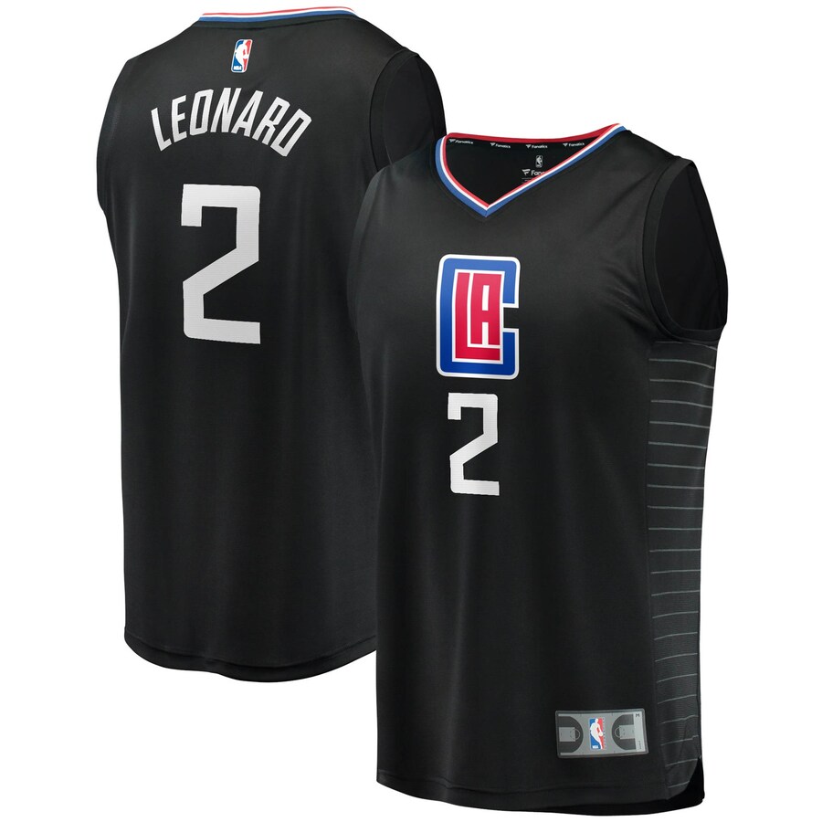 Youth LA Clippers Kawhi Leonard Fanatics Black Fast Break Player Jersey - Statement Edition - Puhuasuan