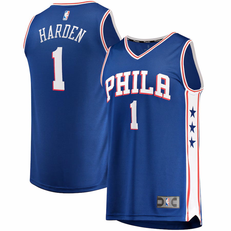 Men's Philadelphia 76ers James Harden Fanatics Royal Fast Break Replica Player Jersey - Icon Edition - Puhuasuan