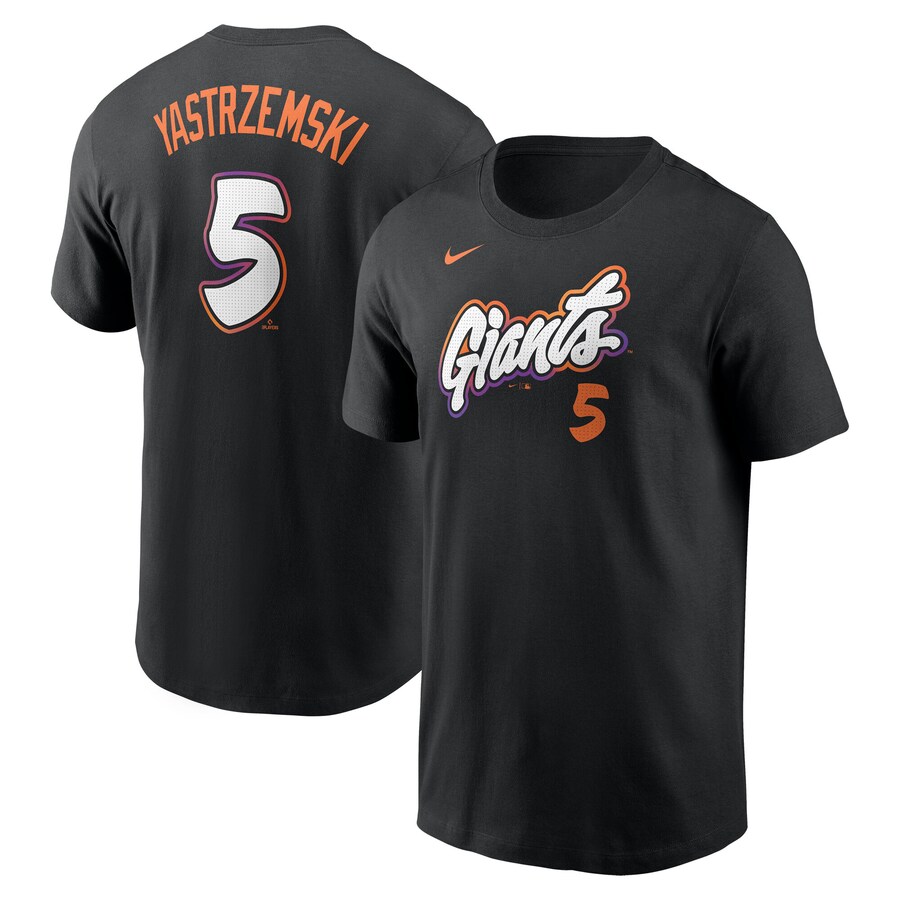 Men's San Francisco Giants Mike Yastrzemski Nike Anthracite 2025 City Connect Fuse Name & Number T-Shirt - Puhuasuan