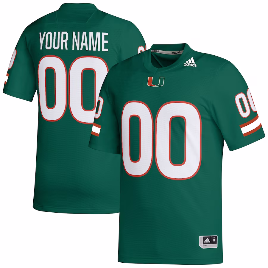 Miami Hurricanes adidas Custom Football Jersey - Green - Puhuasuan