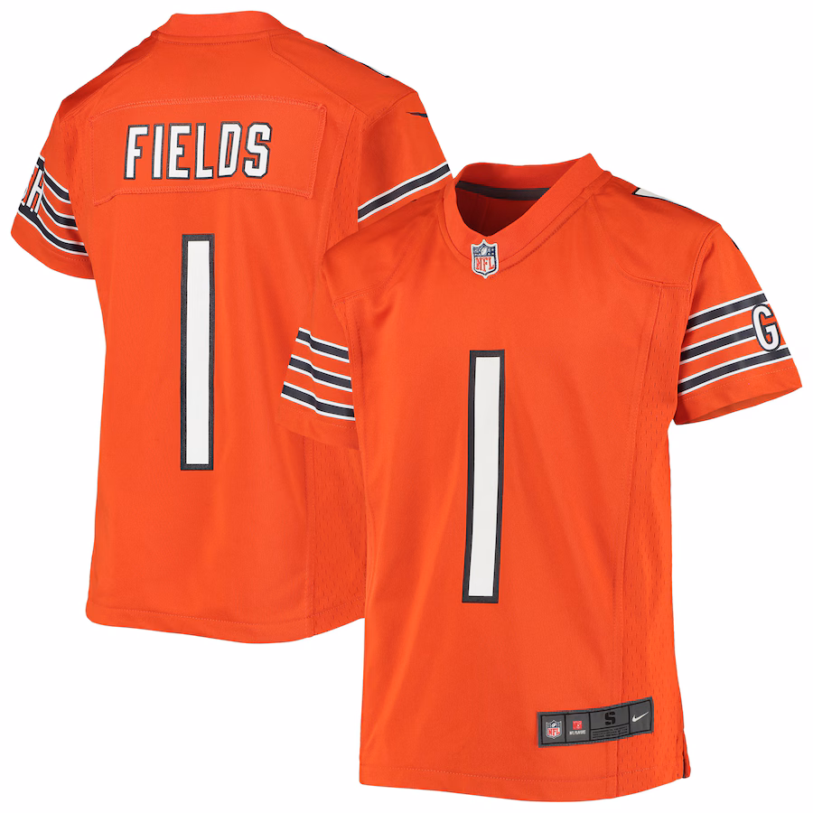 Youth Chicago Bears Justin Fields Nike Orange Game Jersey - Puhuasuan