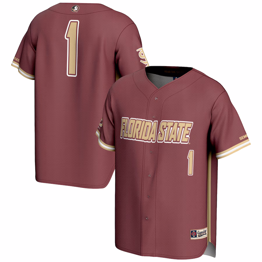 Men's GameDay Greats #1 Garnet Florida State Seminoles Lightweight Baseball Jersey - Puhuasuan