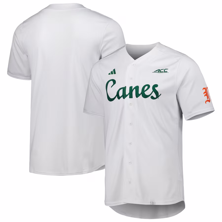 Miami Hurricanes adidas Team Baseball Jersey - White - Puhuasuan