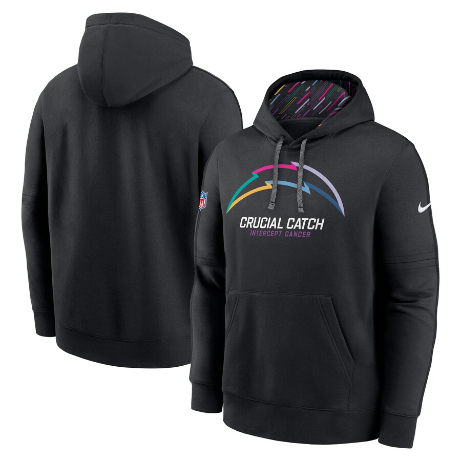 Men's Los Angeles Chargers Nike Black 2024 NFL Crucial Catch Club Pullover Hoodie - Puhuasuan