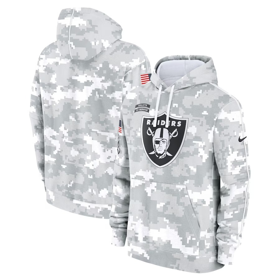 Men's Las Vegas Raiders Nike Arctic Camo 2024 Salute To Service Big & Tall Club Fleece Pullover Hoodie - Puhuasuan