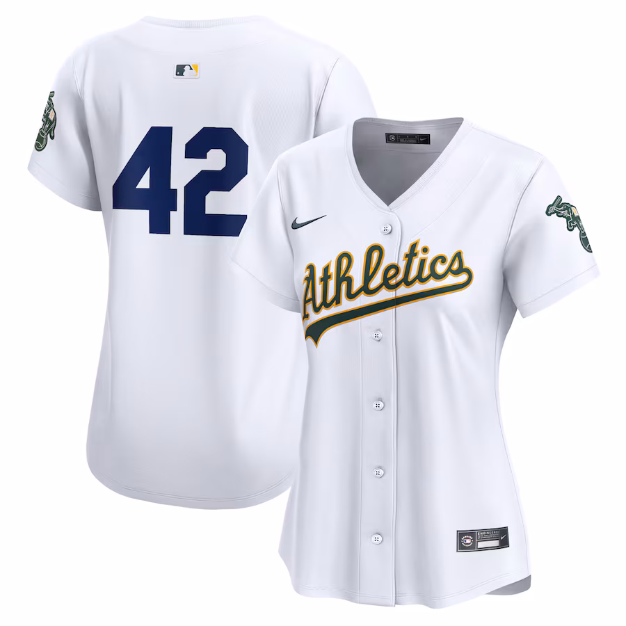 Women's Oakland Athletics  Nike White 2024 Jackie Robinson Day Home Limited Jersey - Puhuasuan