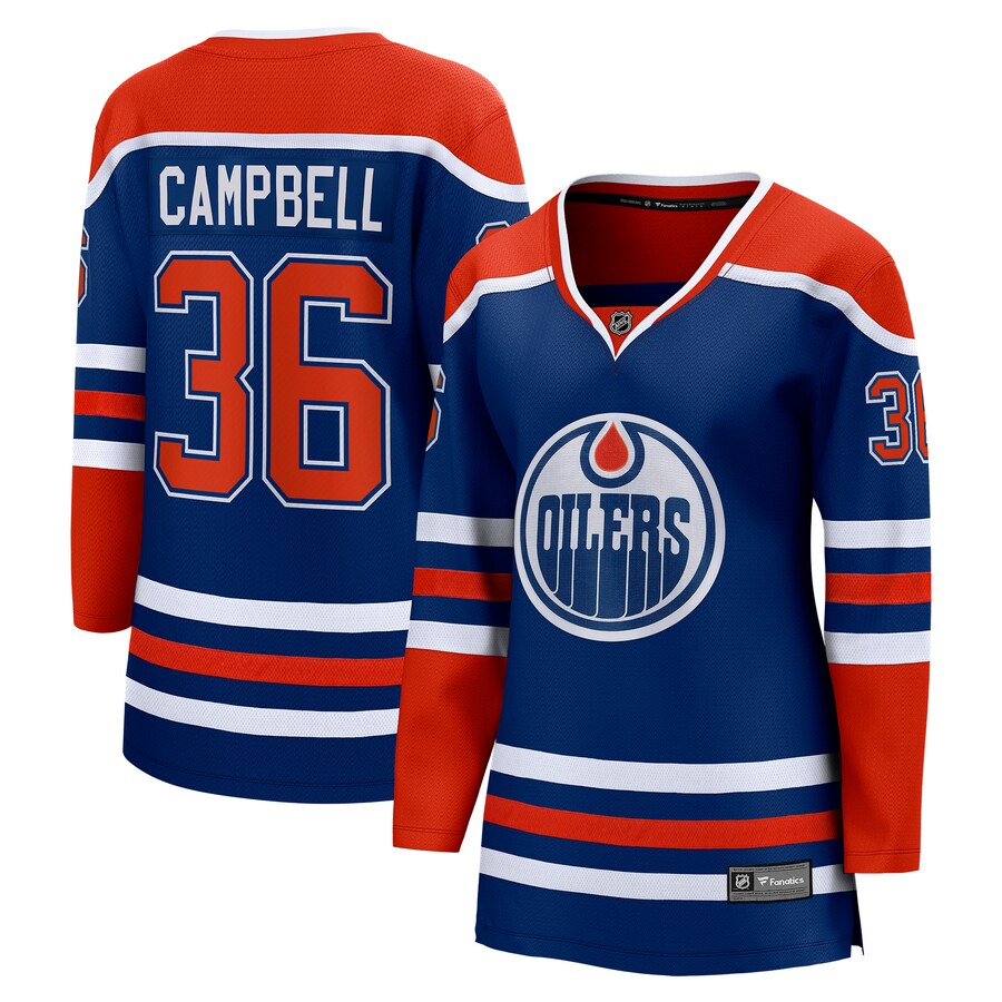 Women's Edmonton Oilers Jack Campbell Fanatics Branded Royal Home Breakaway Player Jersey - Puhuasuan