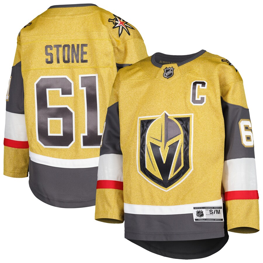 Youth Vegas Golden Knights Mark Stone Gold Home Captain Patch Premier Player Jersey - Puhuasuan