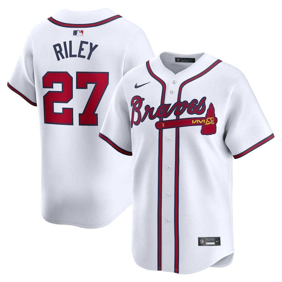 Men's Atlanta Braves Austin Riley Nike White Home Limited Player Jersey - Puhuasuan